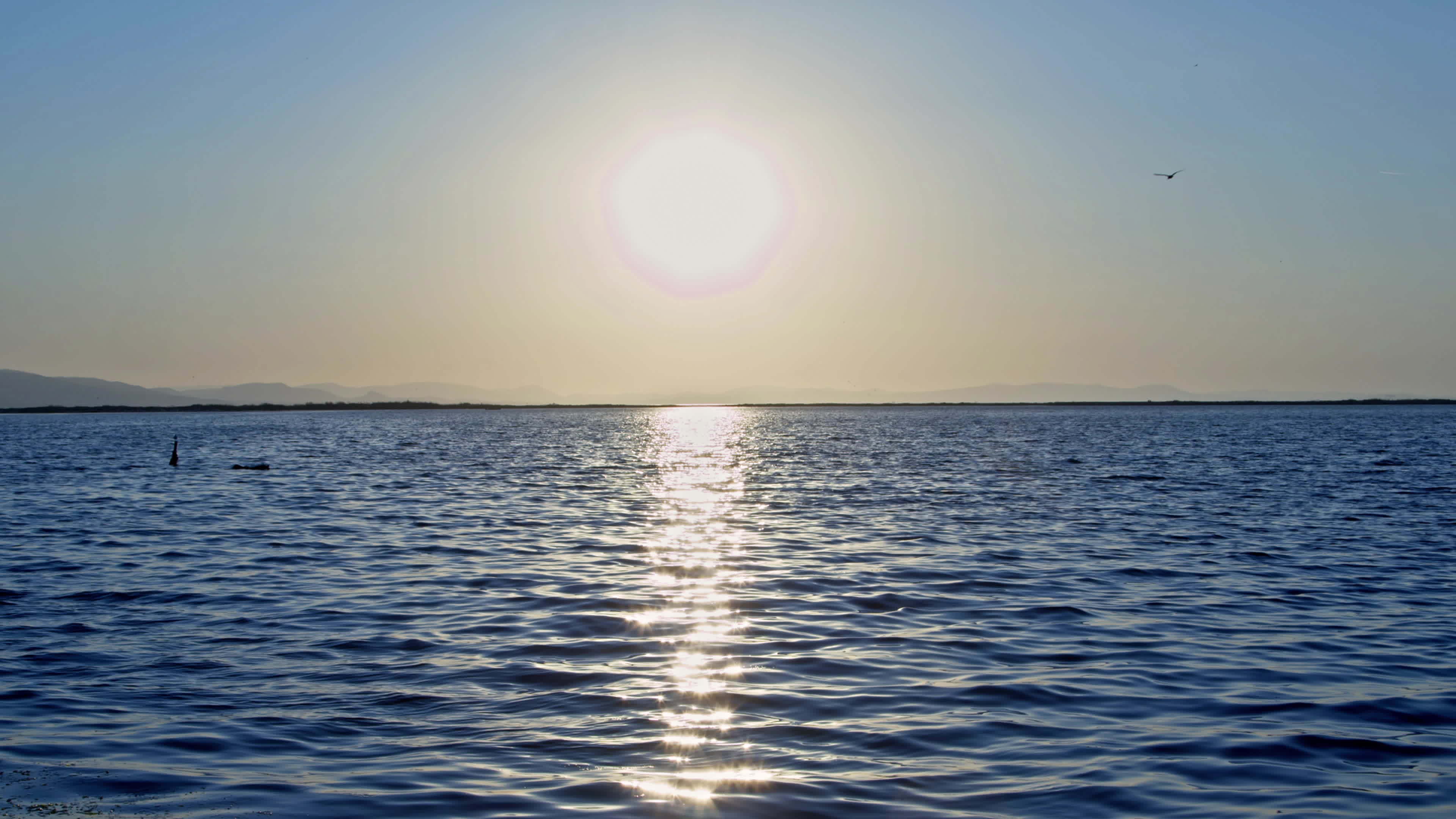 vue parfaite sur l'océan ligne d'horizon depuis la plage de l'île, حجم الصورة 3840x2160