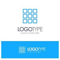 Web Grid Shape Squares Blue Outline Logo Place for Tagline vector