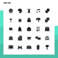 25 conjunto de iconos de pin de mapa plantilla de ilustración de vector de icono de glifo sólido para ideas web y móviles para empresa comercial