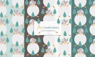 Animal seamless pattern with cute fox design vector