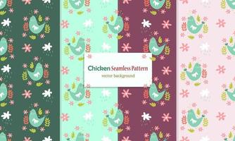 Animal seamless pattern with cute chicken design vector