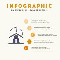 turbina energía eólica energía icono sólido infografía 5 pasos presentación antecedentes vector