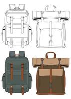 conjunto de ilustraciones de mochilas vectoriales. mochilas para estudiantes, viajeros y turistas. vector