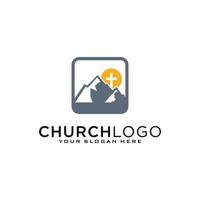 Church logo. Christian symbols. The Cross of Jesus, the fire of the Holy Spirit and the dove. vector