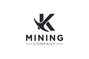 Letter K Mining logo icon design template vector illustration