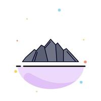 hill landscape nature mountain scene Flat Color Icon Vector