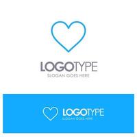 Love Heart Sign Wedding Blue Outline Logo Place for Tagline vector