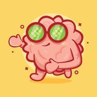 mascota divertida del personaje del cerebro ejecutando dibujos animados aislados en un diseño de estilo plano vector