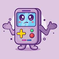 funny portable video game character mascot with confuse expression isolated cartoon in flat style design vector