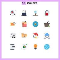 Set of 16 Modern UI Icons Symbols Signs for time charge unlock battery running Editable Pack of Creative Vector Design Elements