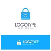 Lock Locker Heart Heart Hacker Heart Lock Blue Solid Logo with place for tagline vector