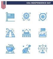 9 Blue Signs for USA Independence Day madison usa shield landmark american Editable USA Day Vector Design Elements