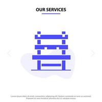 Our Services Chair Room Station Waiting Solid Glyph Icon Web card Template vector