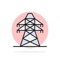 Electrical Energy Transmission Transmission Tower Abstract Circle Background Flat color Icon vector