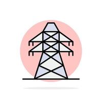 Electrical Energy Transmission Transmission Tower Abstract Circle Background Flat color Icon vector