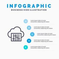 plantilla de infografía azul de audio de música de conexión en la nube plantilla de icono de línea vectorial de 5 pasos vector