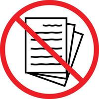 No file document icon on white background. Cross paper document sign. No document symbol. flat style. vector