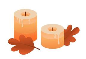 Decorative Scented candles vector illustration. Cozy aroma candle.