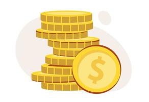 A stack of gold coins. Vector illustration isolated on a white background