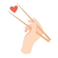 Doodle Flat Clipart. A simple hand with chopsticks. All Objects Are Repainted. vector