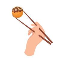 garabatear imágenes prediseñadas planas. lindo takoyaki, comida callejera asiática. Todos los objetos están repintados. vector