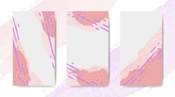 Collection of abstract hand drawn aesthetic minimal watercolor background for social media stories vector