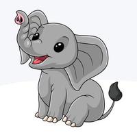 Cartoon happy little elephant sitting vector