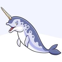 caricatura, divertido, narwhal, aislado, blanco, plano de fondo vector