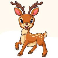 Cartoon cute little deer on white background vector