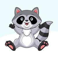 Cartoon cute little Raccoon on white background vector