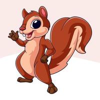 Cartoon cute little squirrel on white background vector