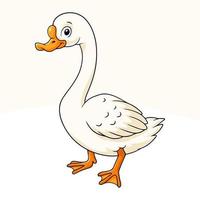 Cartoon cute little goose on white background vector