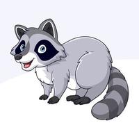 Cartoon cute little Raccoon on white background vector