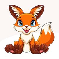 Cartoon cute little fox on white background vector