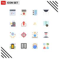 Pack of 16 Modern Flat Colors Signs and Symbols for Web Print Media such as process chemistry data biology report Editable Pack of Creative Vector Design Elements