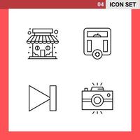 4 Icon Pack Line Style Outline Symbols on White Background Simple Signs for general designing Creative Black Icon vector background