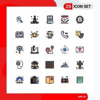 25 Thematic Vector Filled line Flat Colors and Editable Symbols of coin food assignment drink breakfast Editable Vector Design Elements
