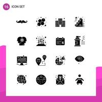 16 Creative Icons Modern Signs and Symbols of management human digital talent stairs Editable Vector Design Elements