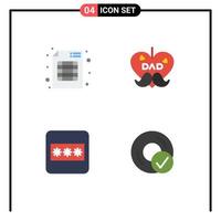 Group of 4 Flat Icons Signs and Symbols for audit layout business fathers day computers Editable Vector Design Elements