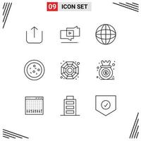 Universal Icon Symbols Group of 9 Modern Outlines of diagram analysis internet symbol china Editable Vector Design Elements