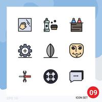 User Interface Pack of 9 Basic Filledline Flat Colors of medical health shower equipment teamwork Editable Vector Design Elements