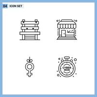 Line Pack of 4 Universal Symbols of chair symbol waiting shop cyber Editable Vector Design Elements