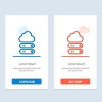 Big Cloud Data Storage  Blue and Red Download and Buy Now web Widget Card Template vector