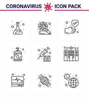 conjunto de iconos de prevención de coronavirus 25 virus de la mano de gripe azul enfermedad coronavirus viral seguro 2019nov elementos de diseño de vector de enfermedad