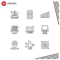 9 Universal Outline Signs Symbols of dvd ruler rainy education server hosting Editable Vector Design Elements