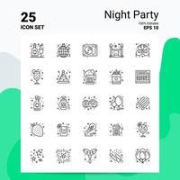 25 Night Party Icon Set 100 Editable EPS 10 Files Business Logo Concept Ideas Line icon design vector