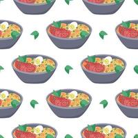 Traditional japanese ramen soup seamless pattern vector