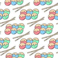 Japanese dango dumplings seamless pattern vector