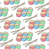 Japanese dango dumplings seamless pattern vector