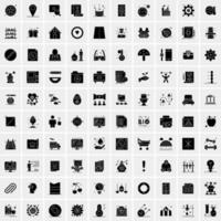 Set of 100 Business Solid Glyph icons vector